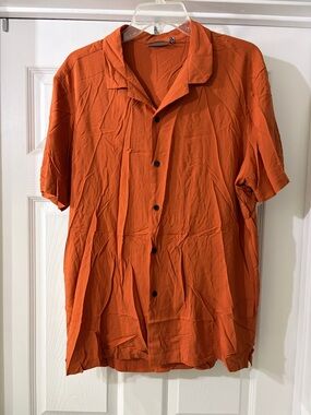 ASOS Design Orange Short Sleeve Button-Up Shirt